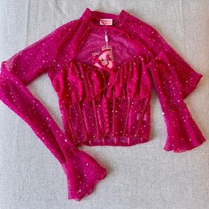 Dyspnea vampress bodice corset top in fuschia